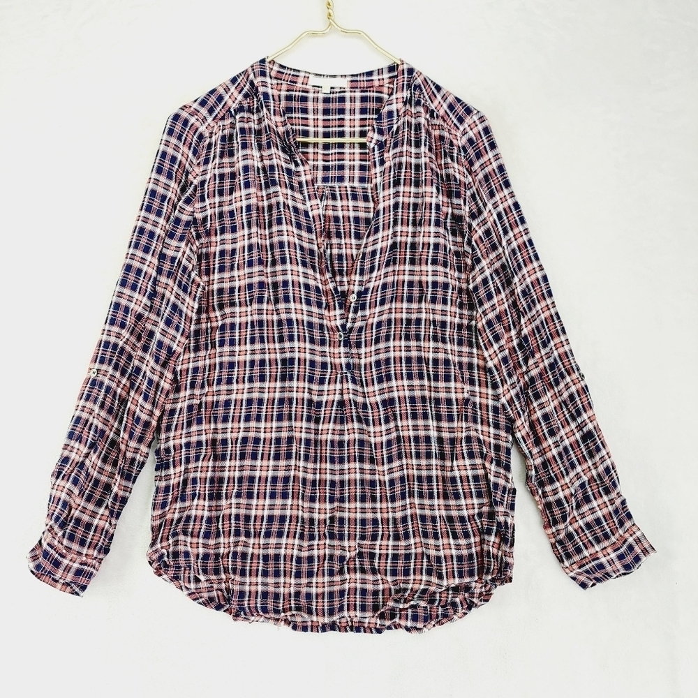 Laju Multicolor Plaid Rayon Long Sleeve Button-Down Shirts 898